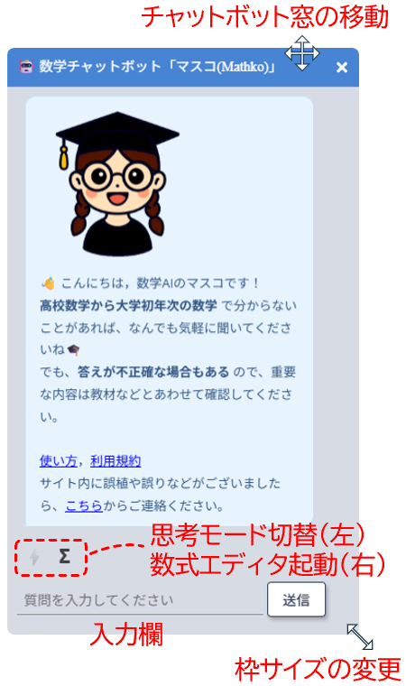 マスコ (Mathko) のチャットUI