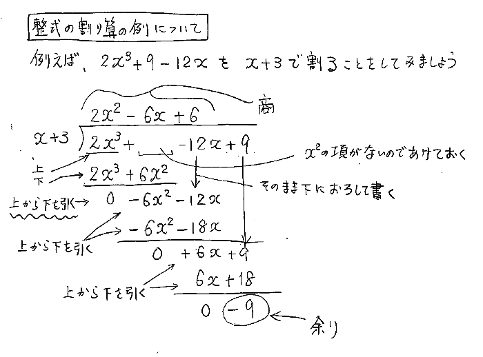 第1回 整式の計算 整式の割り算について